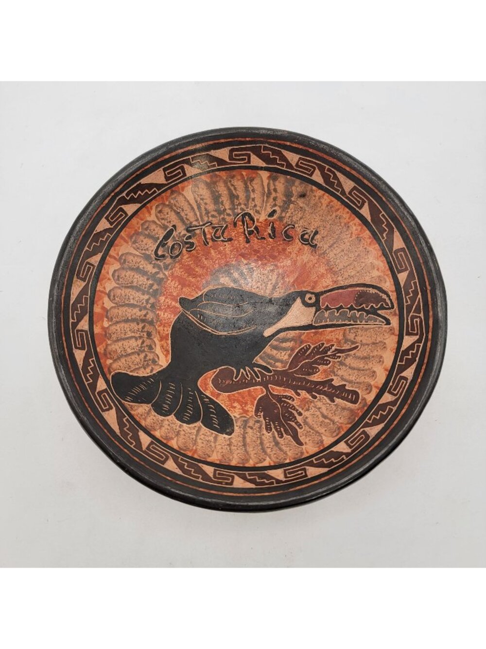 Signed Handcrafted Guatil Costa Rica Footed Art Pottery Bowl By Jesus Featuring